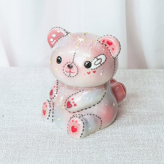 Pink Teddy Bear Lidded Mug — view 2