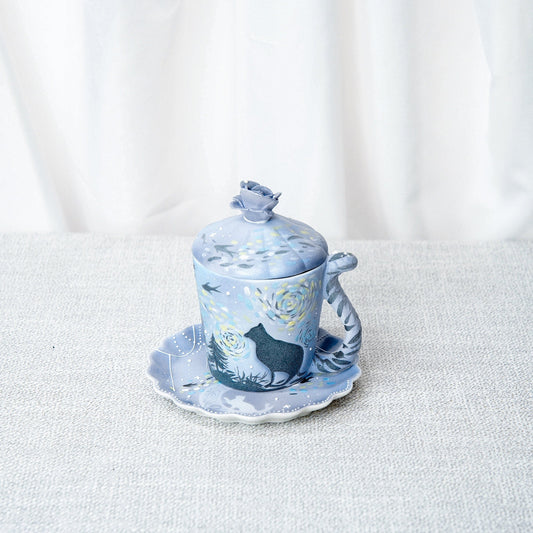 Night Sky Cat Mug & Saucer Set — view 2