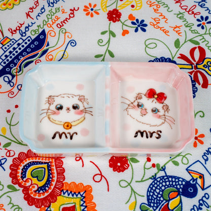 Mr & Mrs Cat Ring Dish — view 1