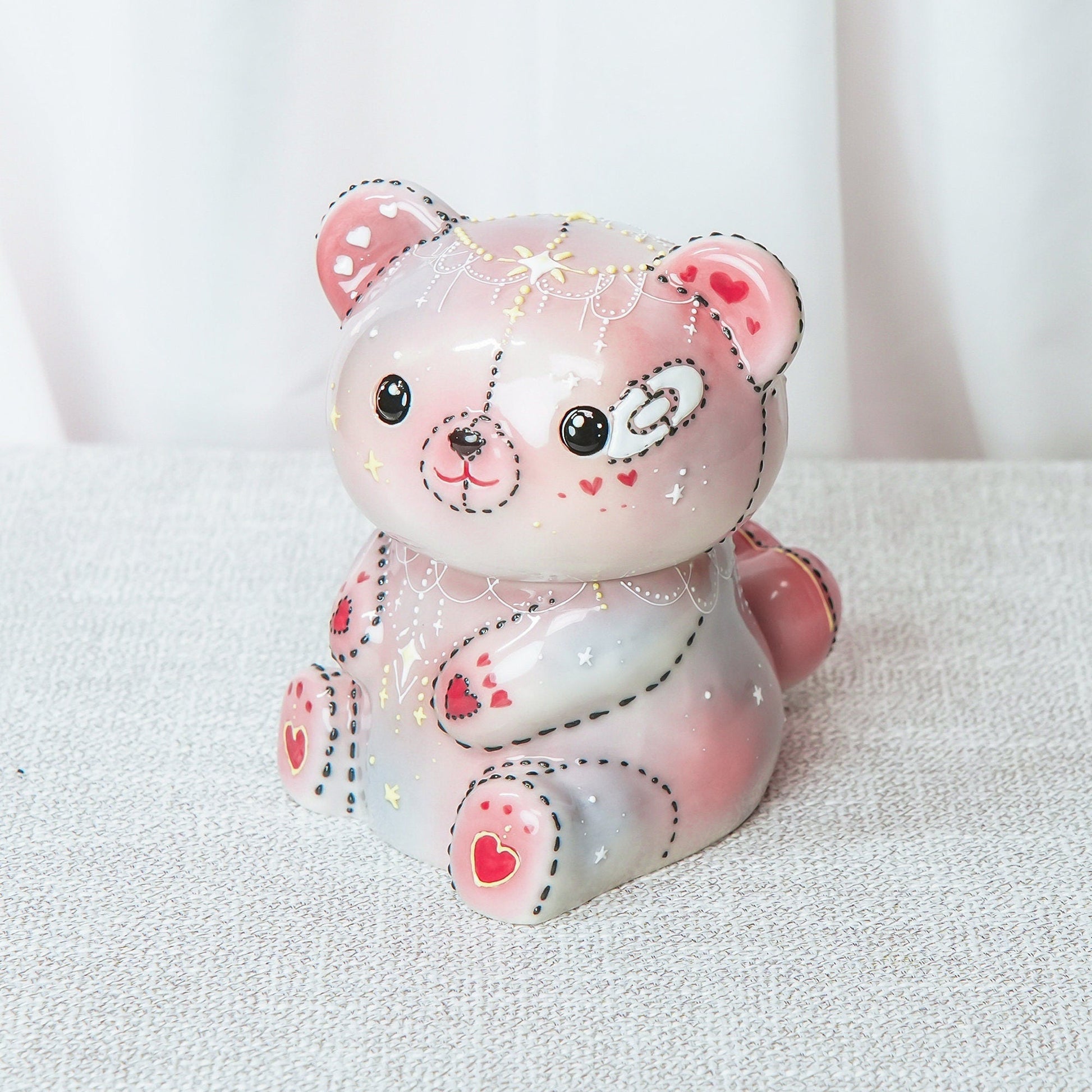 Pink Teddy Bear Lidded Mug — view 2