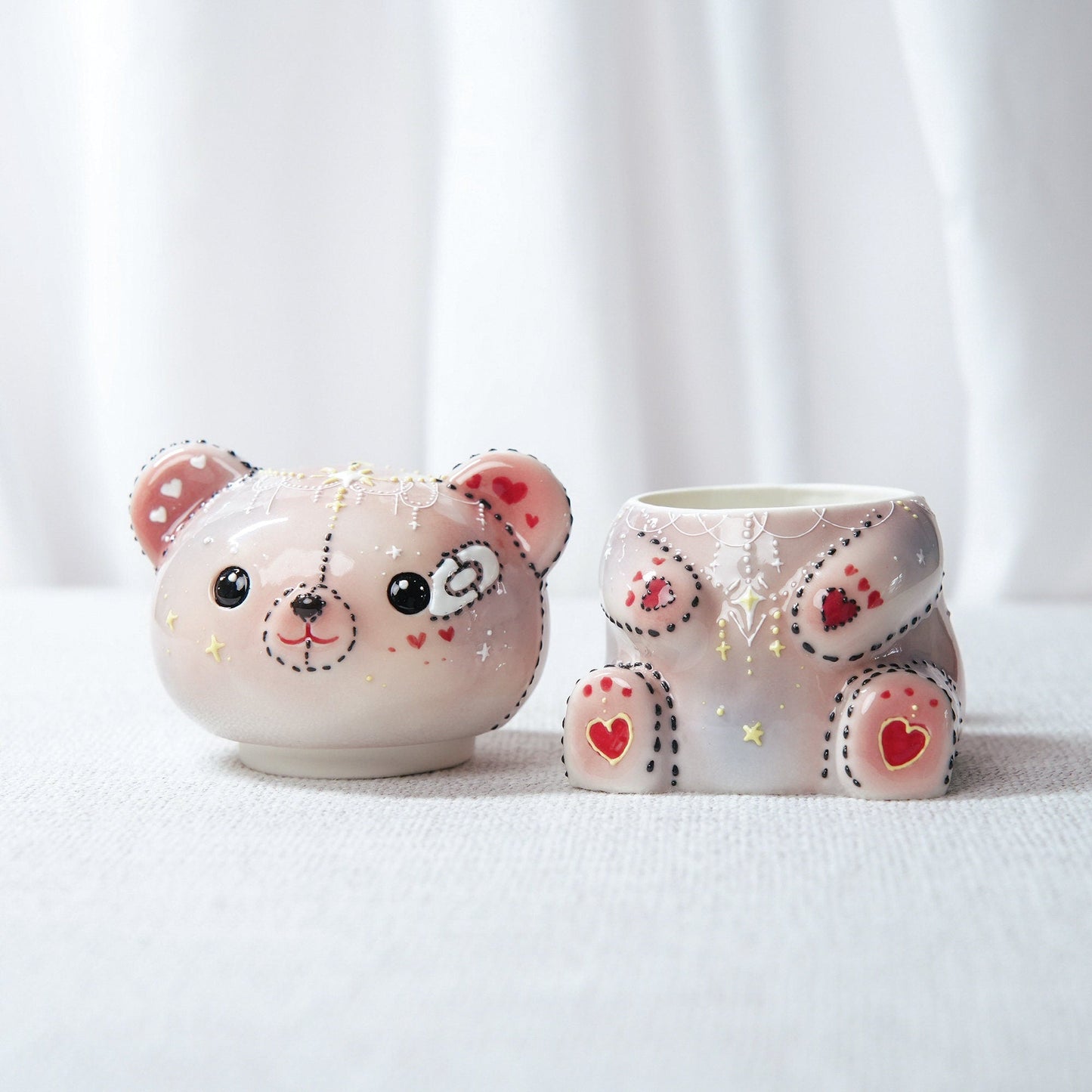 Pink Teddy Bear Lidded Mug — view 6