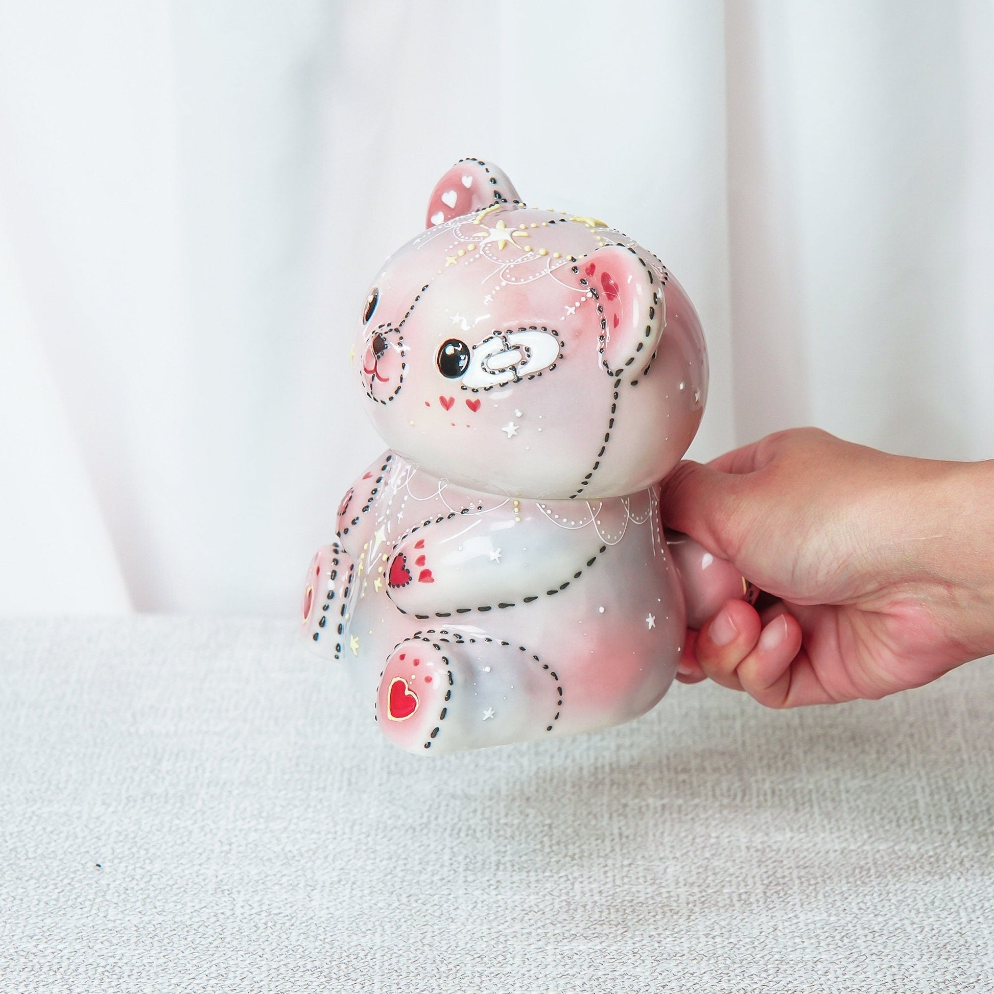 Pink Teddy Bear Lidded Mug — view 7