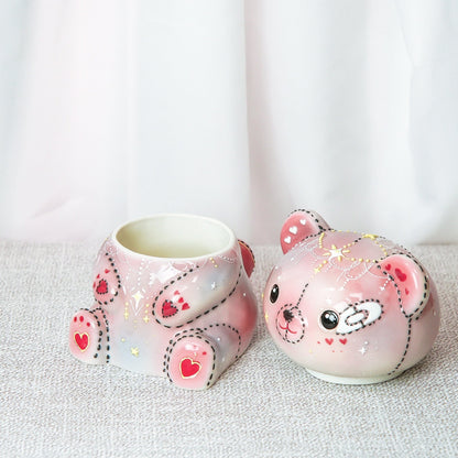 Pink Teddy Bear Lidded Mug — view 9