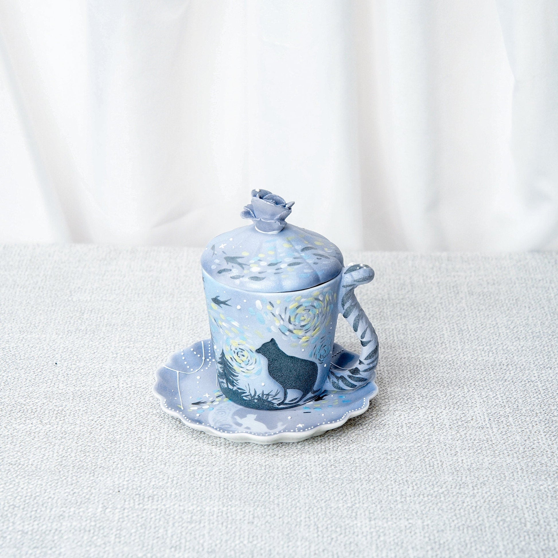 Night Sky Cat Mug & Saucer Set — view 2