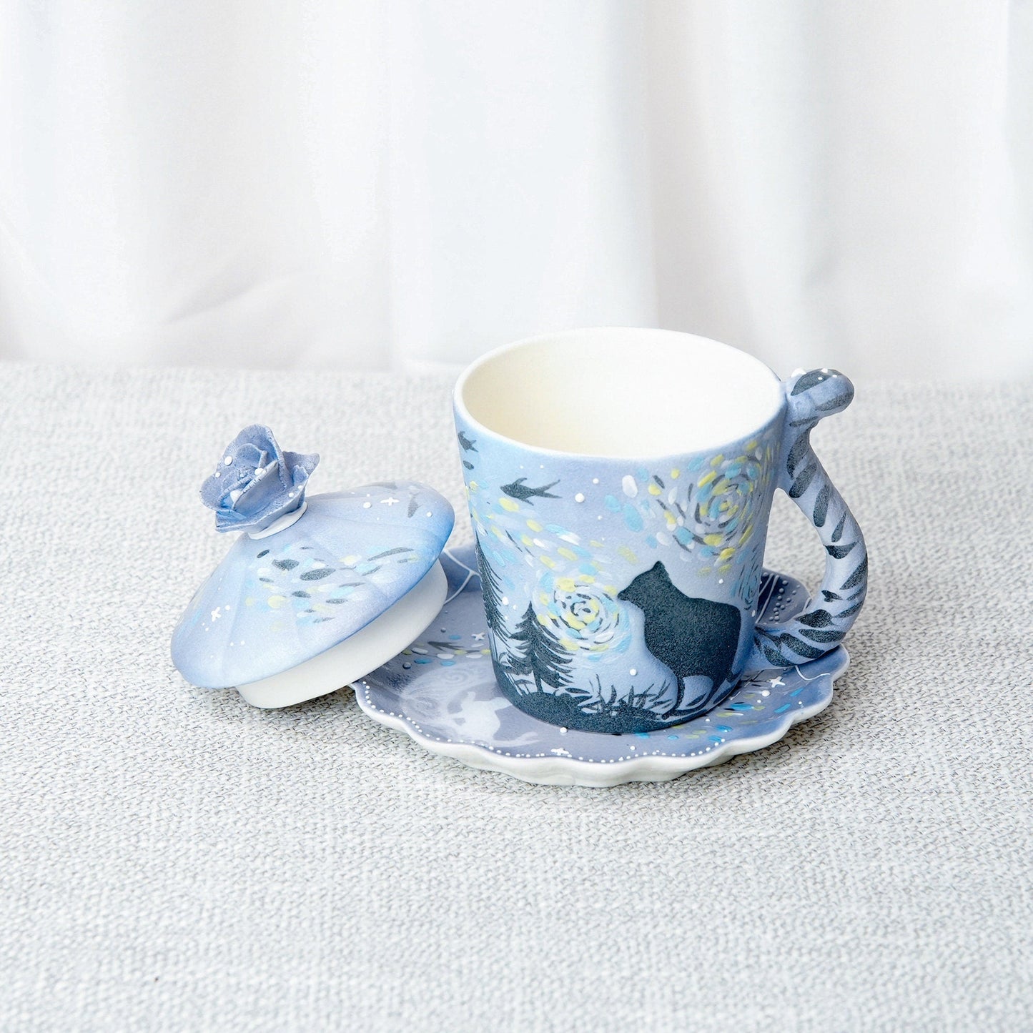 Night Sky Cat Mug & Saucer Set — view 4