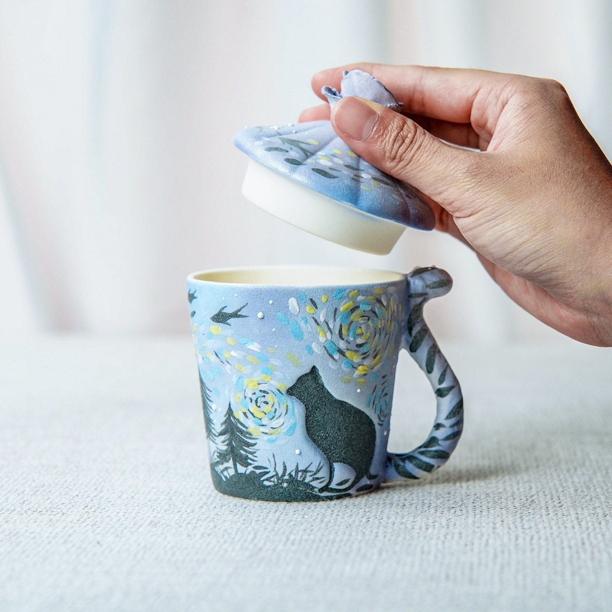 Night Sky Cat Mug & Saucer Set — view 9
