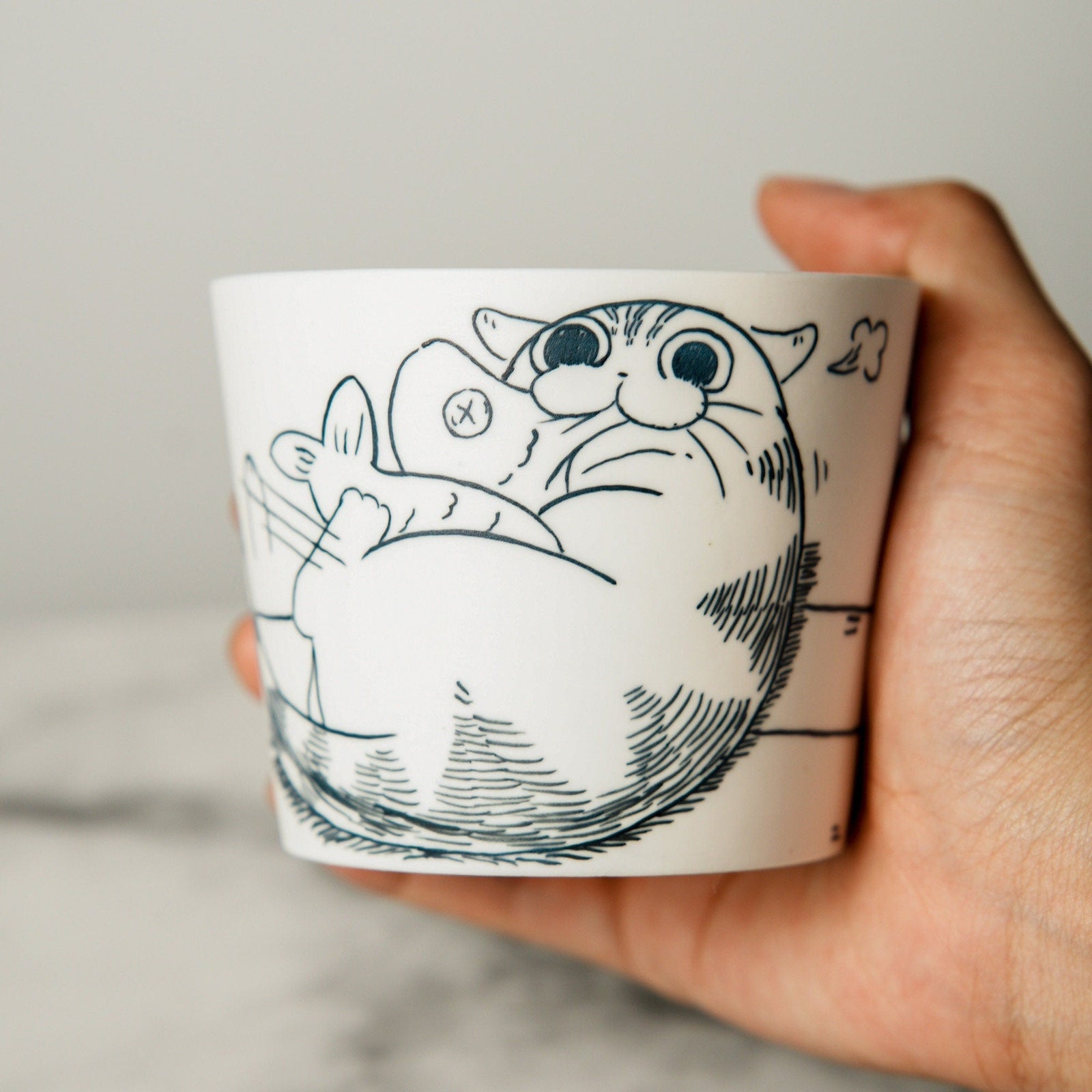 Espressotasse mit Katzenillustration