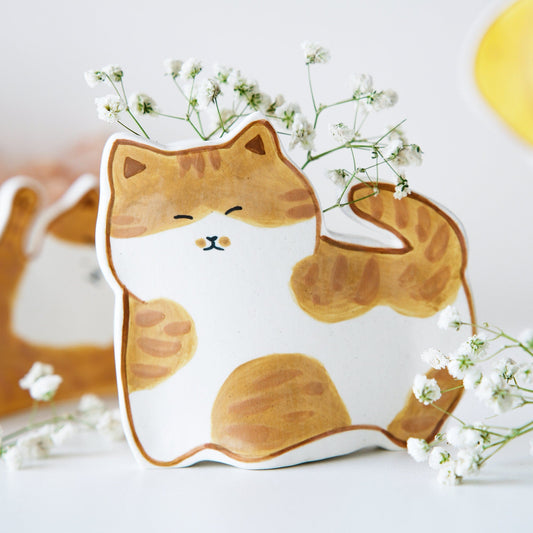 Orange Cat Ceramic Planter — view 1