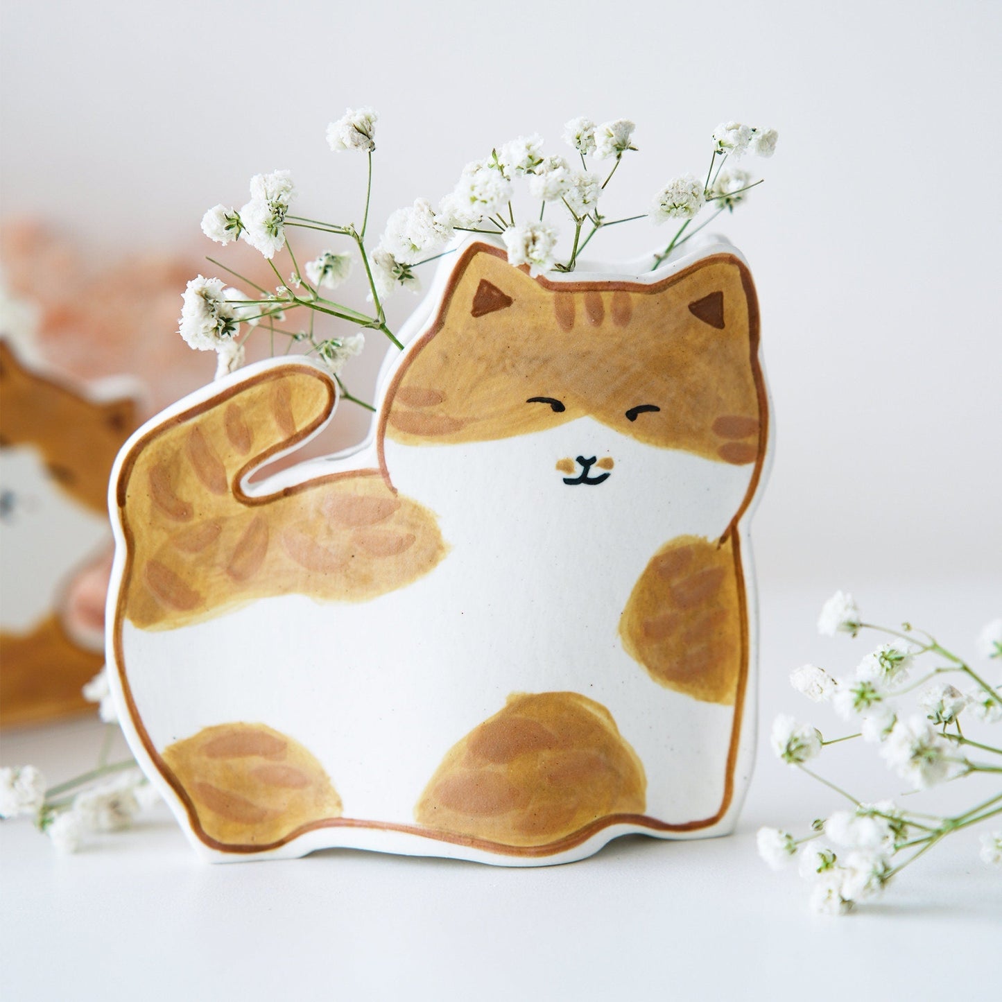 Orange Cat Ceramic Planter — view 3