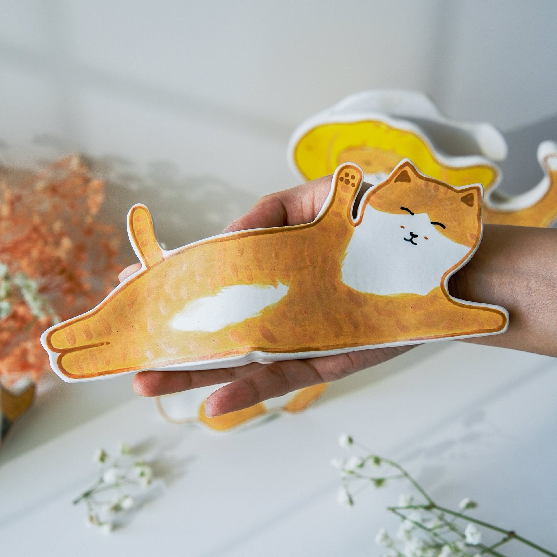 Orange Cat Ceramic Planter — view 9