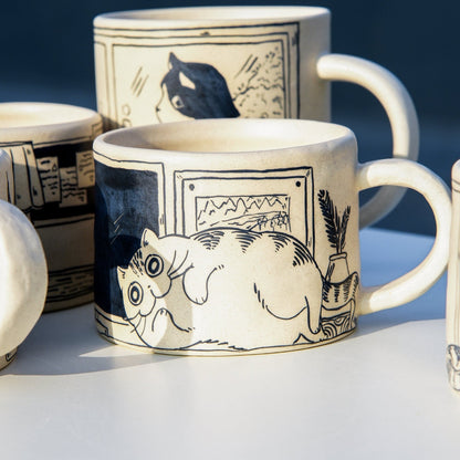 Cat Line Art Mug — view 1