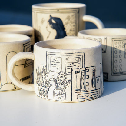 Cat Line Art Mug — view 5