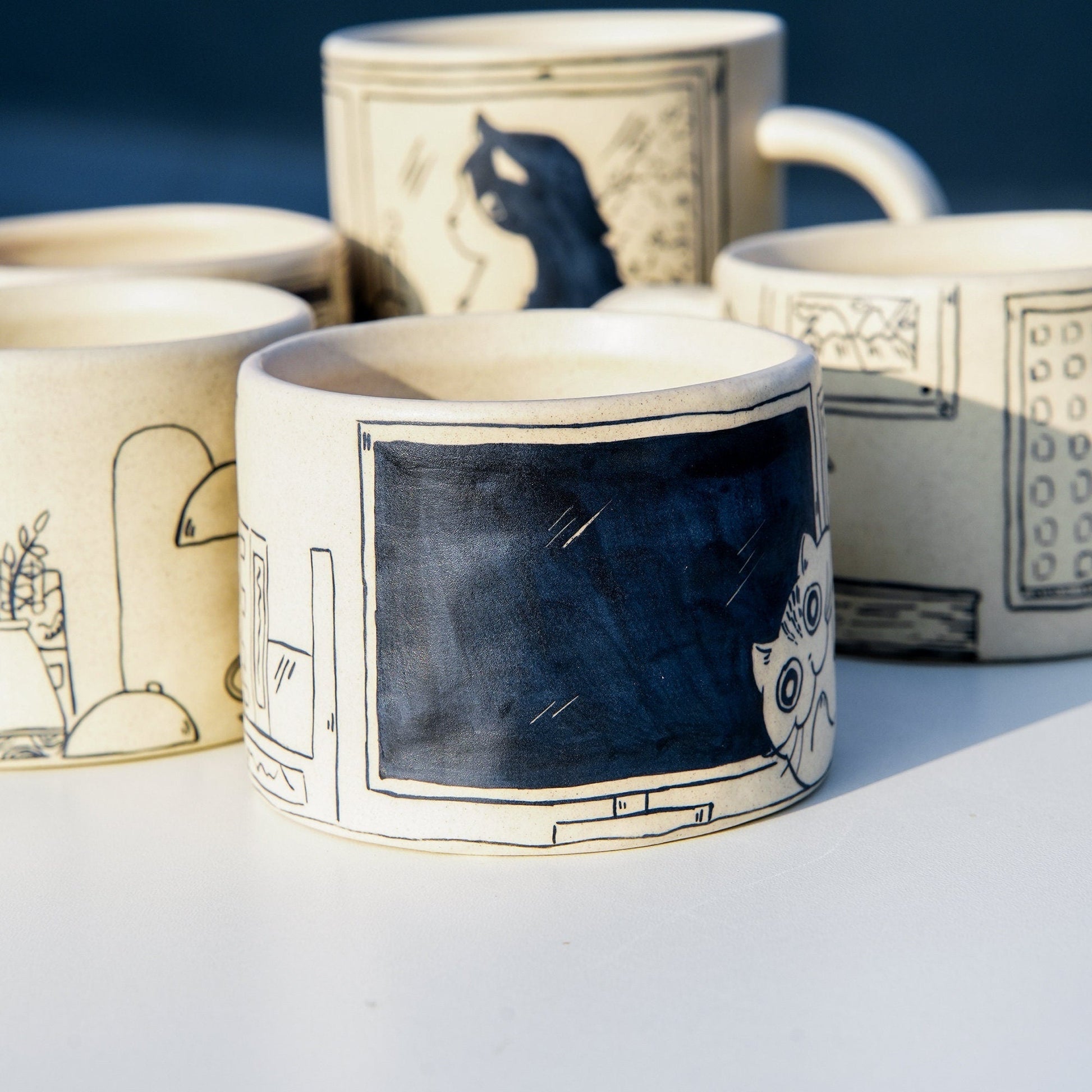 Cat Line Art Mug — view 6