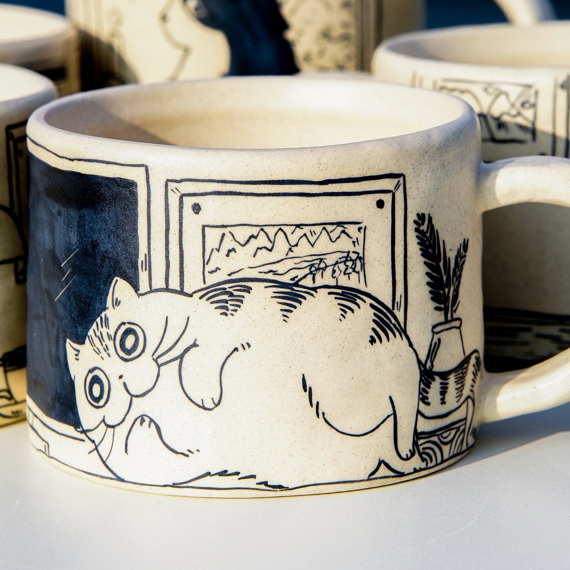Cat Line Art Mug — view 7