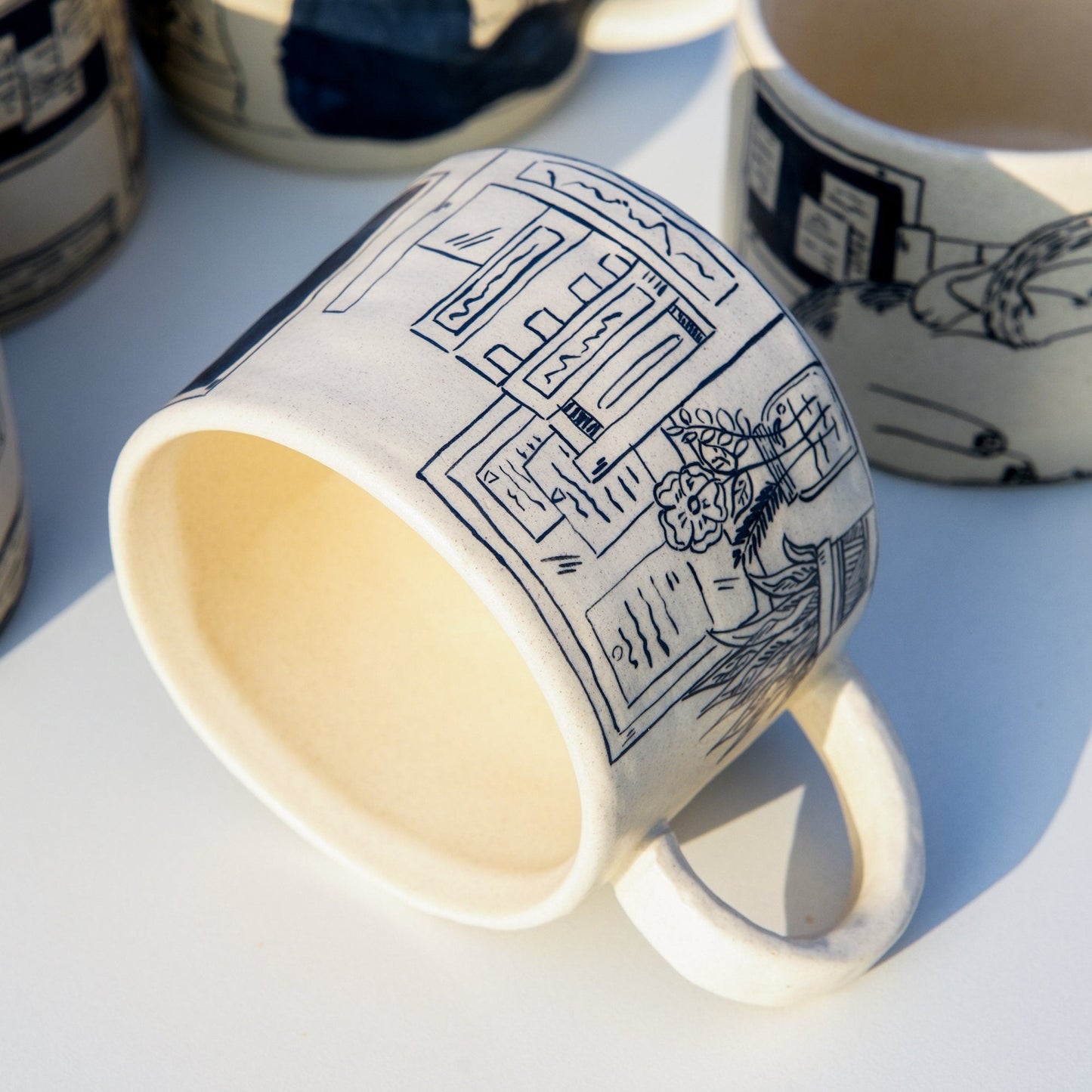 Cat Line Art Mug — view 10