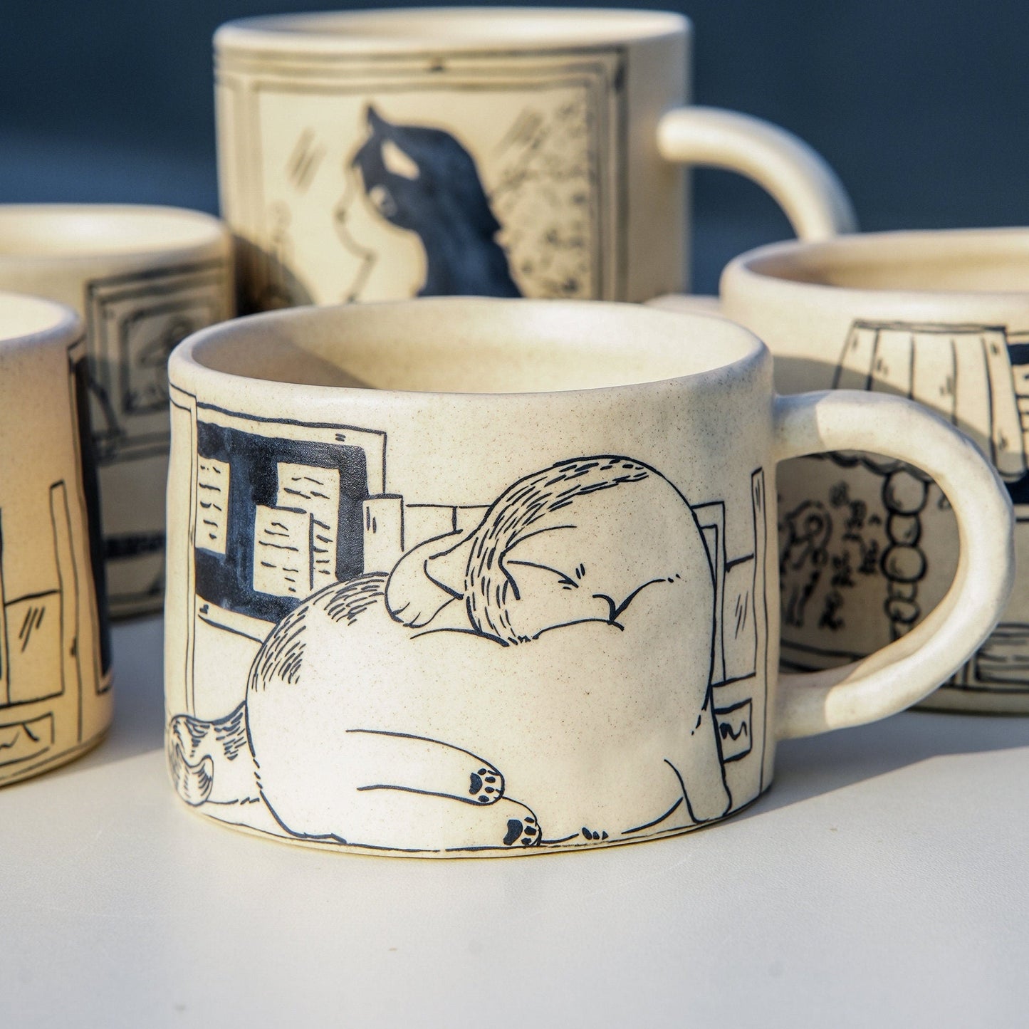 Shy Cat Hand-Painted Mug — view 1