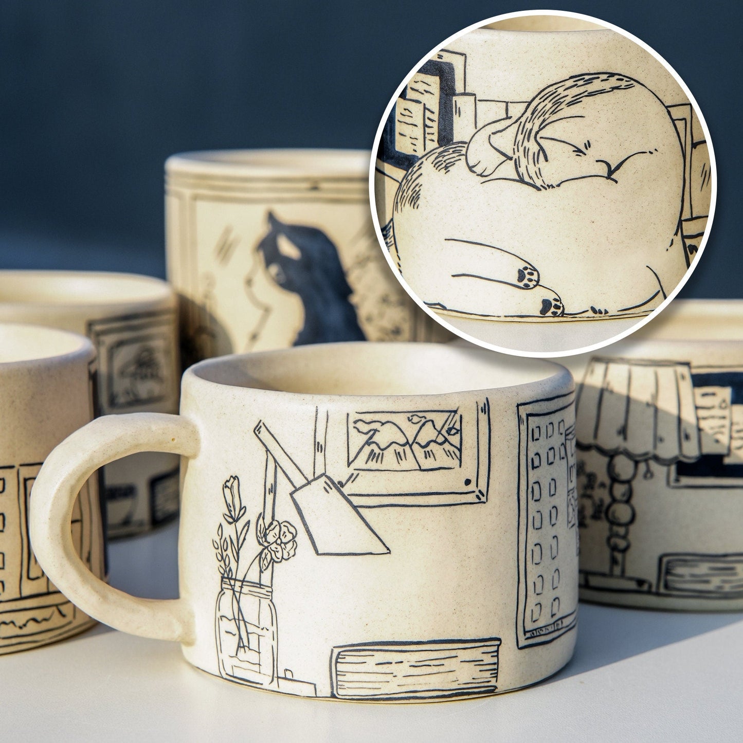Shy Cat Hand-Painted Mug — view 4
