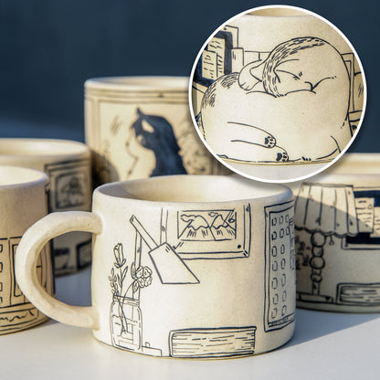 Shy Cat Hand-Painted Mug — view 4