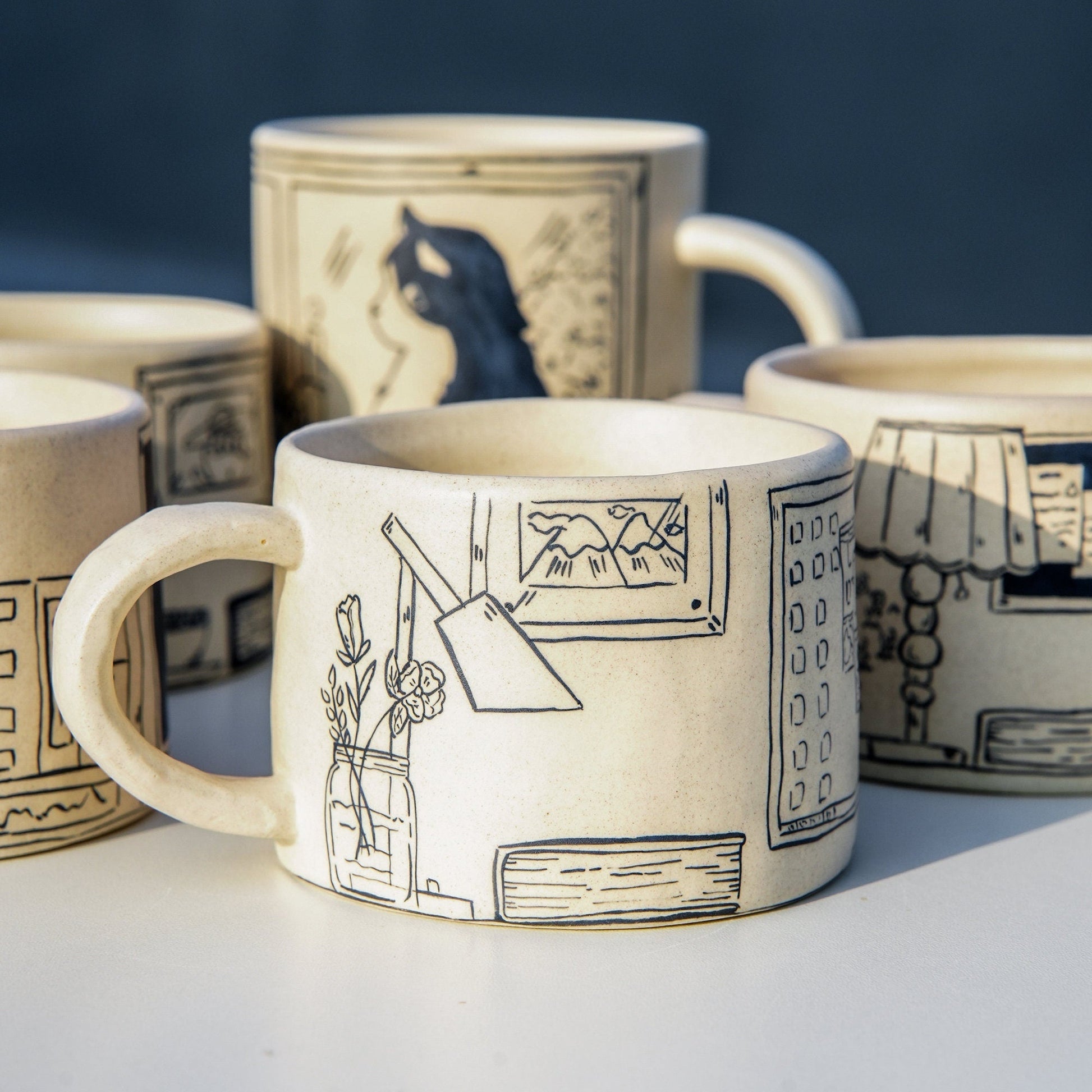 Shy Cat Hand-Painted Mug — view 5