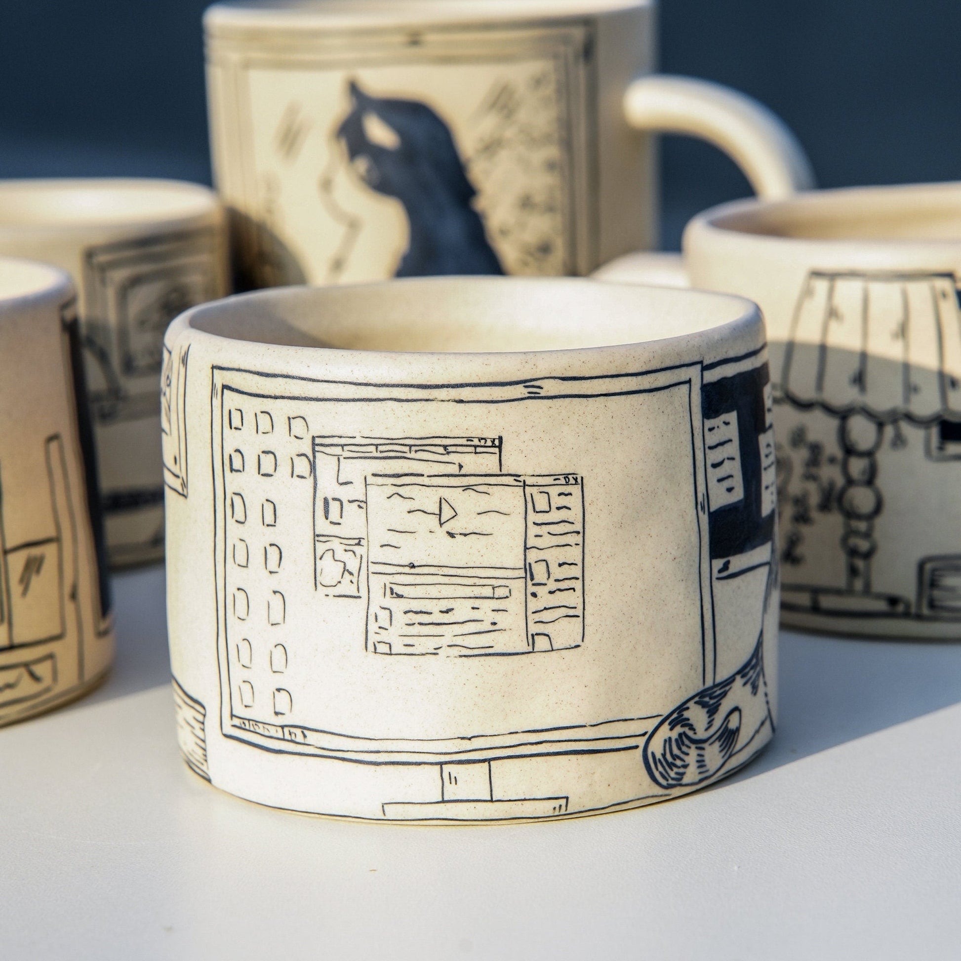 Shy Cat Hand-Painted Mug — view 6