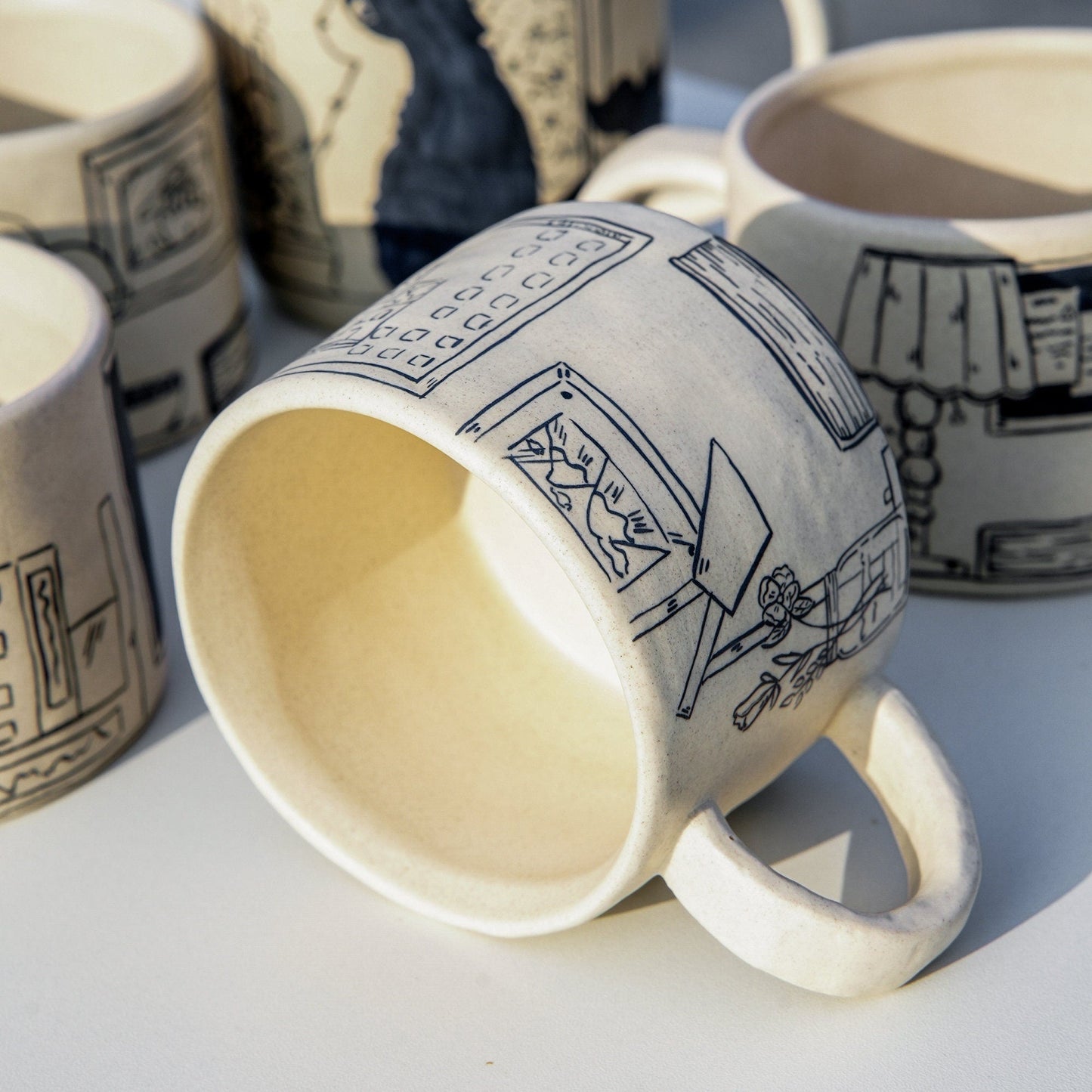 Shy Cat Hand-Painted Mug — view 8