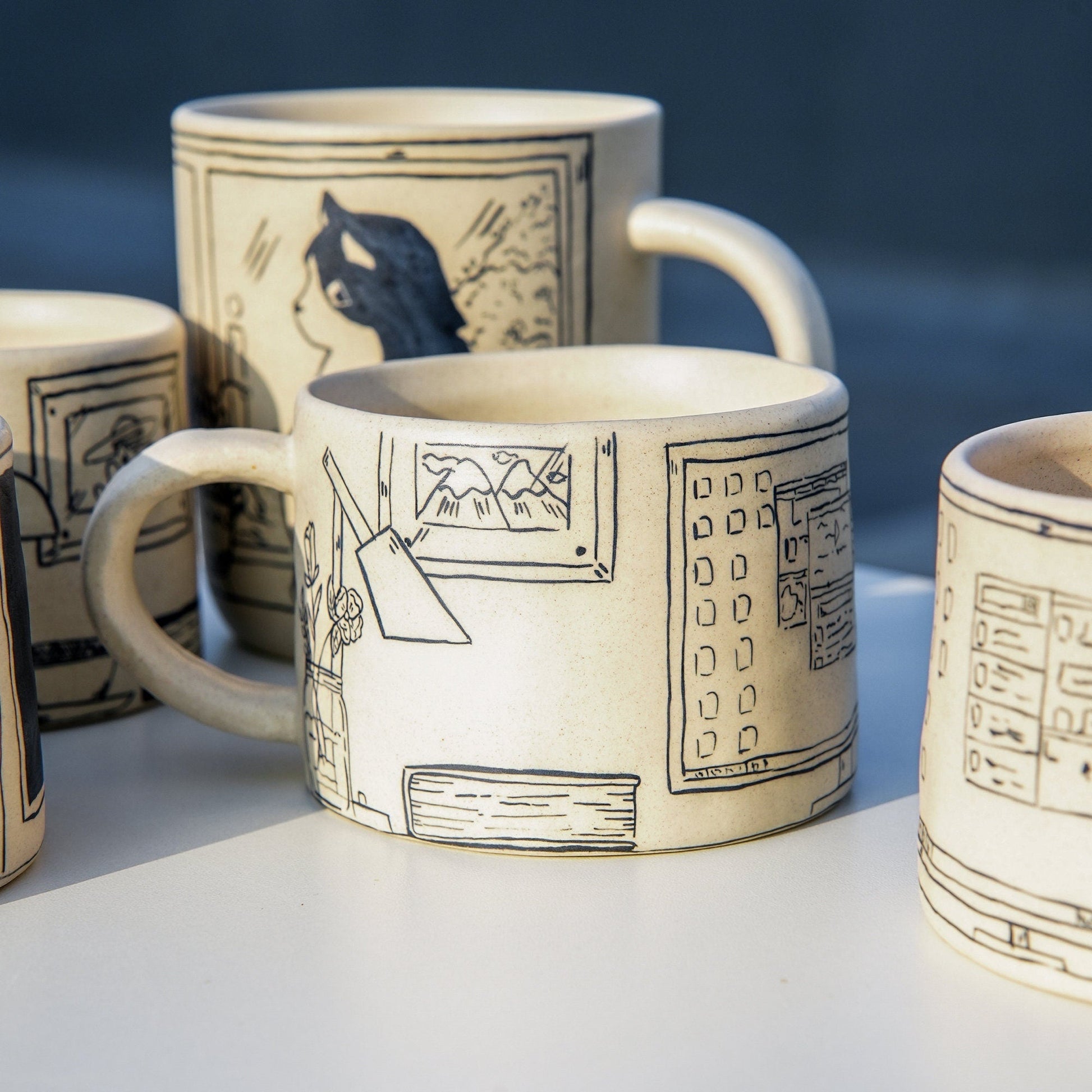 Shy Cat Hand-Painted Mug — view 9