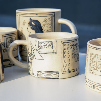 Shy Cat Hand-Painted Mug — view 9