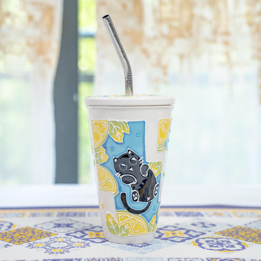 Summer Cat Lidded Tumbler — view 1