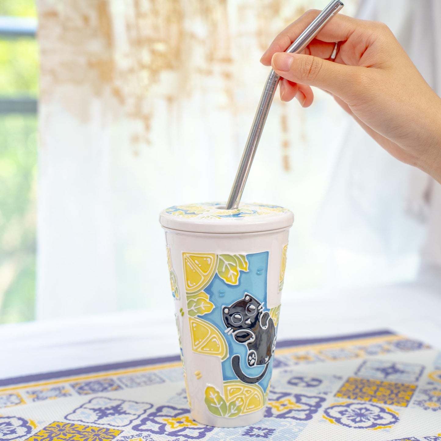 Summer Cat Lidded Tumbler — view 6