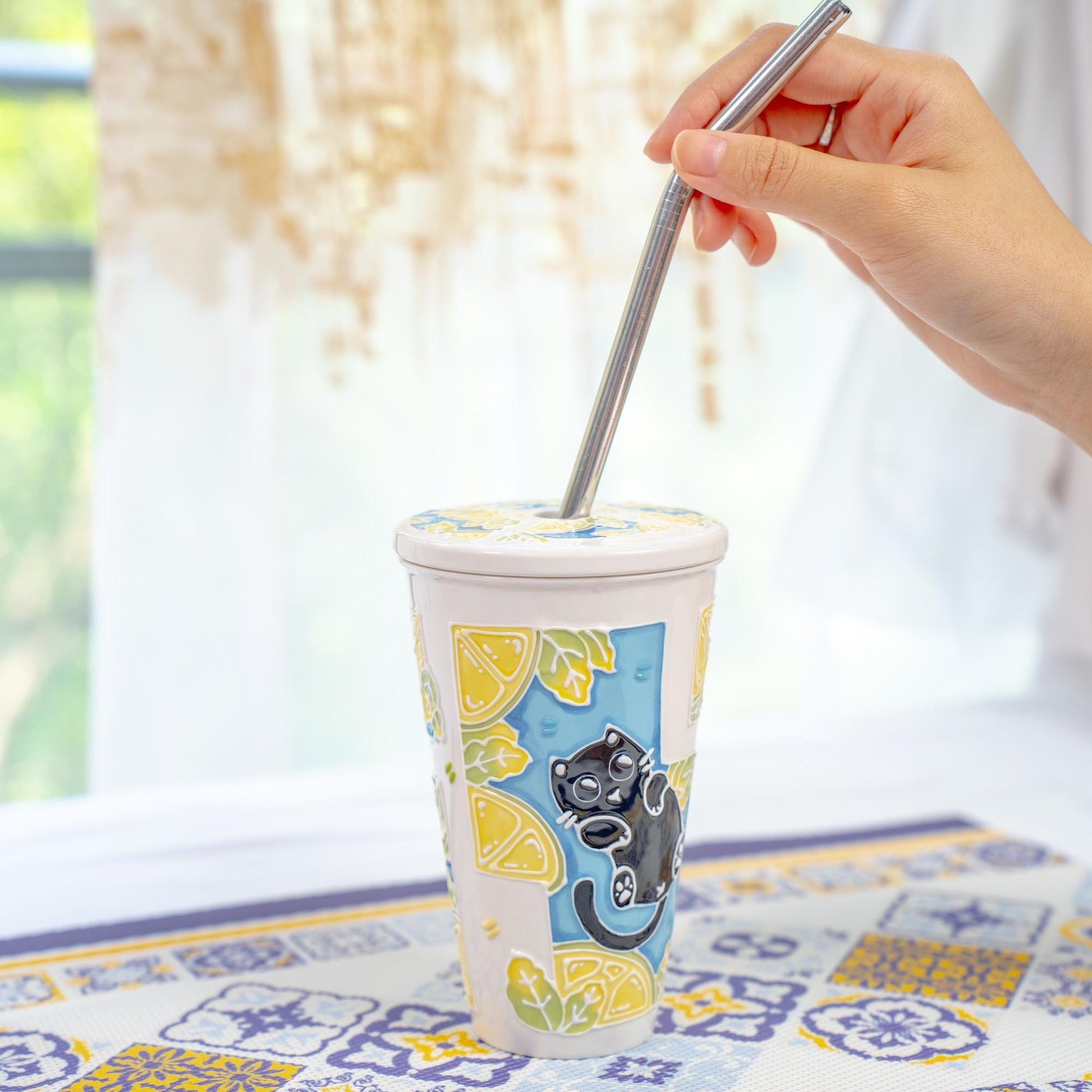 Summer Cat Lidded Tumbler — view 6