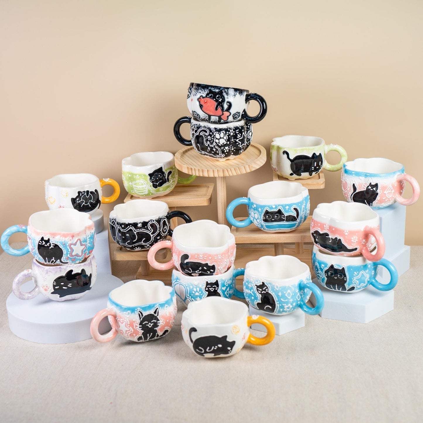 Black Cat Paw Espresso Cups — view 1